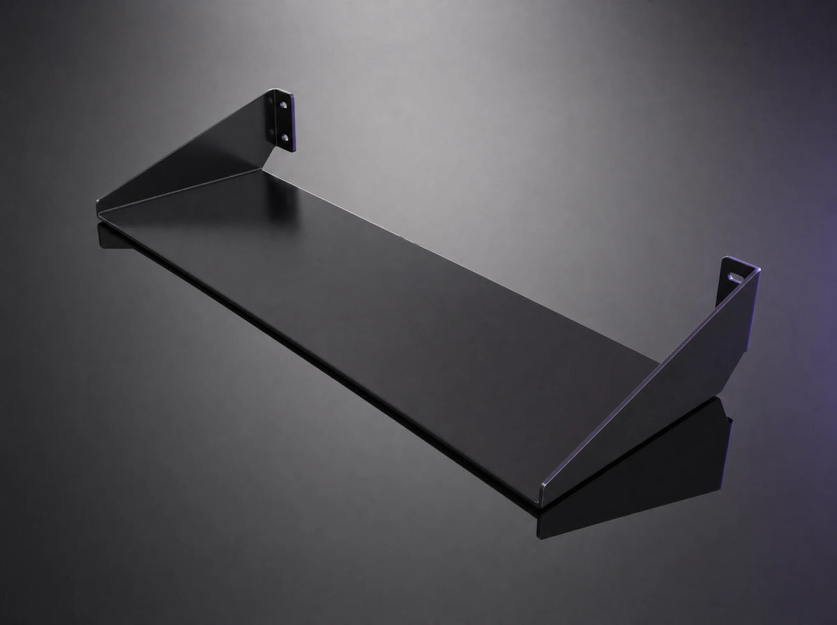 PT-2 black aluminum PC shelf with end flanges