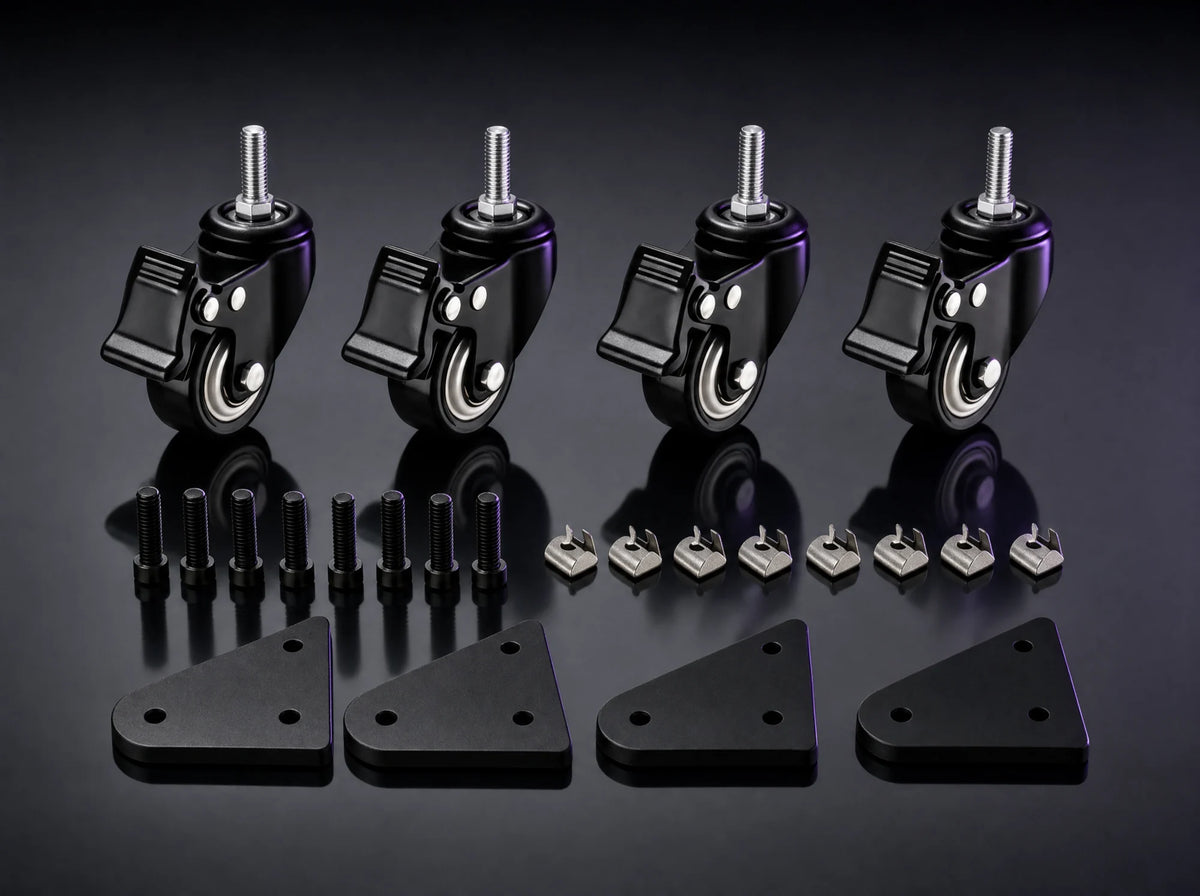 CK-4 kit of four locking casters with steel plates and bolts