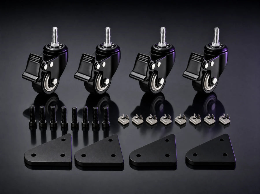 CK-4 kit of four locking casters with steel plates and bolts
