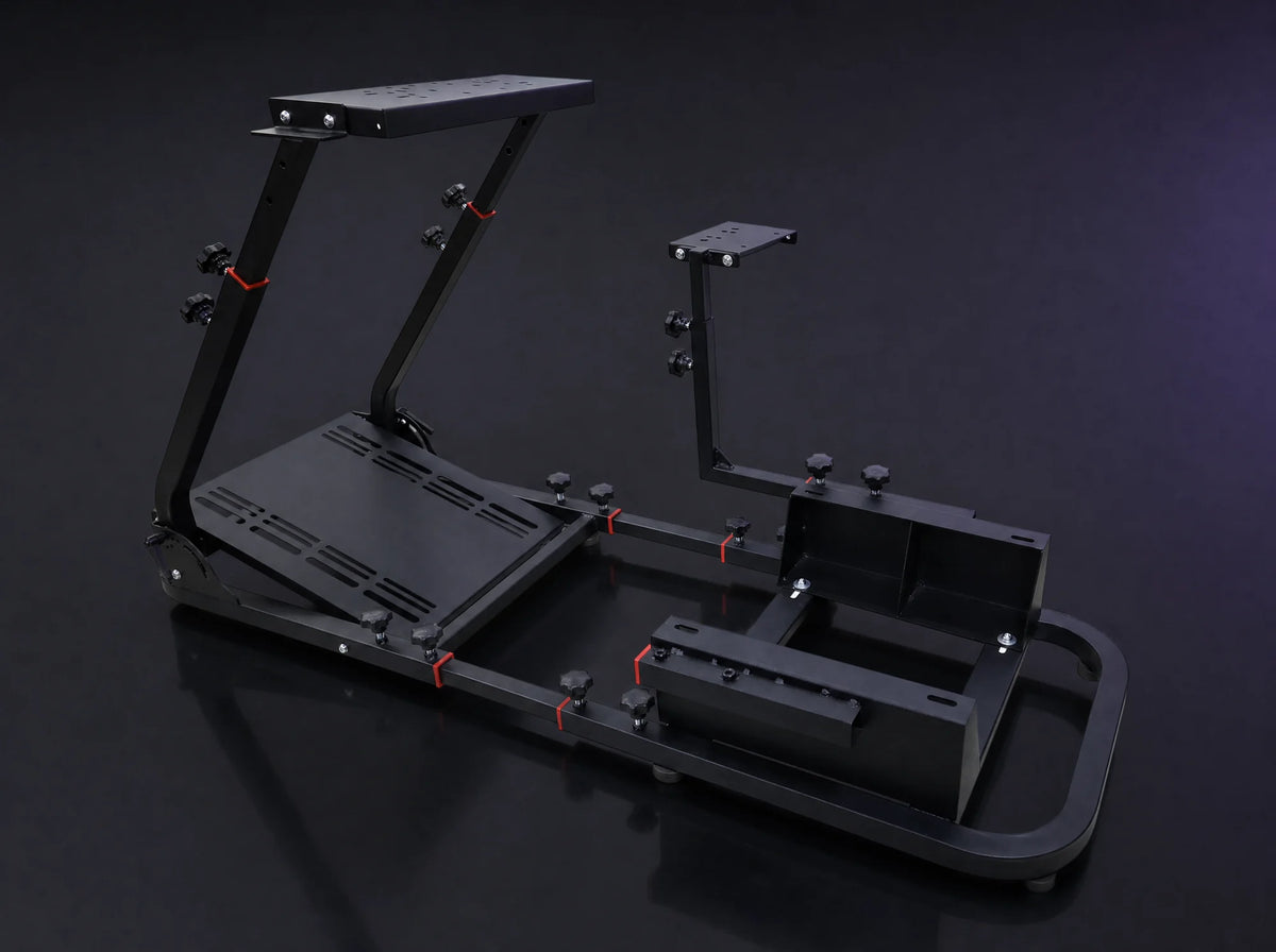 WS-1 folding steel wheel stand with red knobs