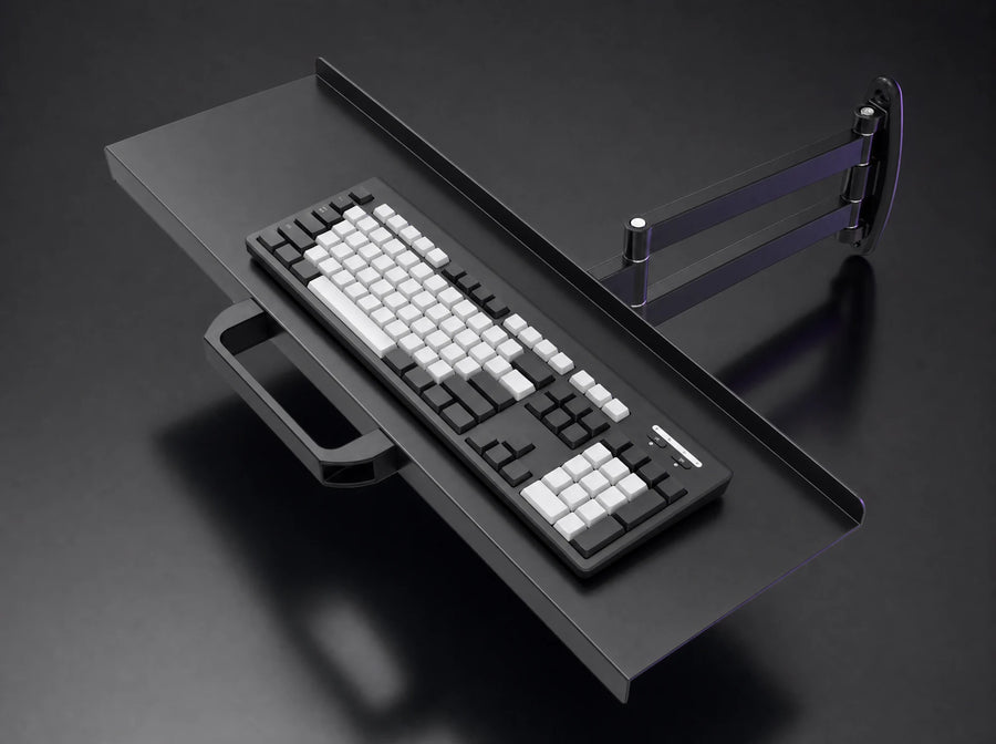 KT-1 black steel keyboard tray with side arm