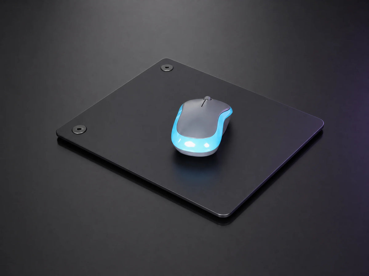 MP-1 black steel mouse and handbrake plate