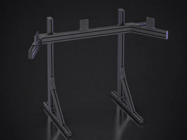 TV-3 freestanding triple TV stand in black aluminum