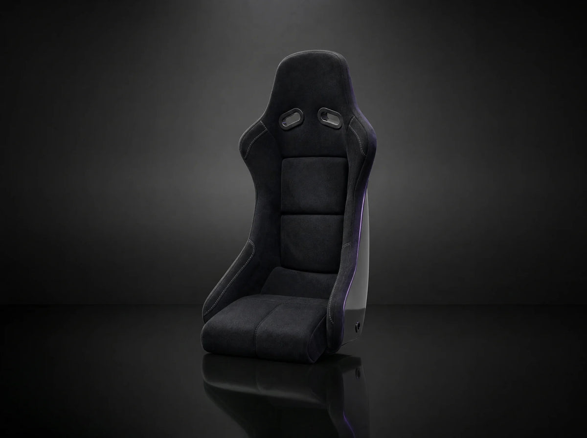 FB-3 fiberglass bucket seat in black suede