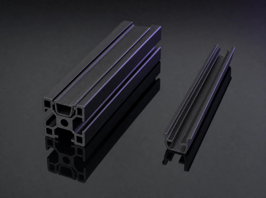 SC-5 black PVC slot cover strip in a profile