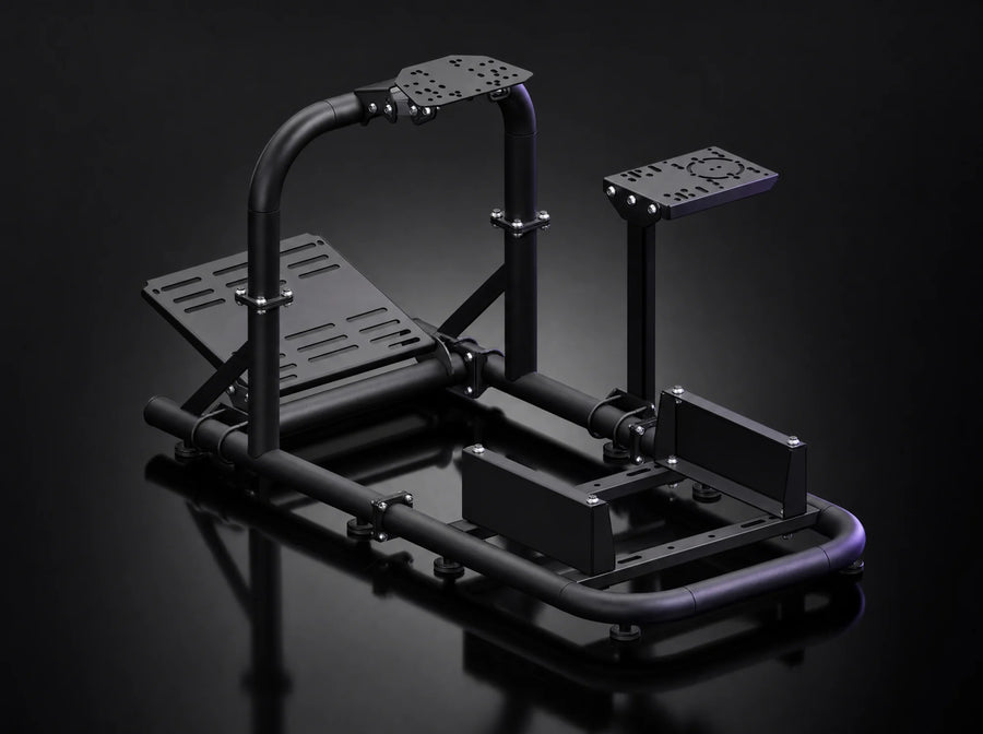 T-55 black steel tube sim racing rig