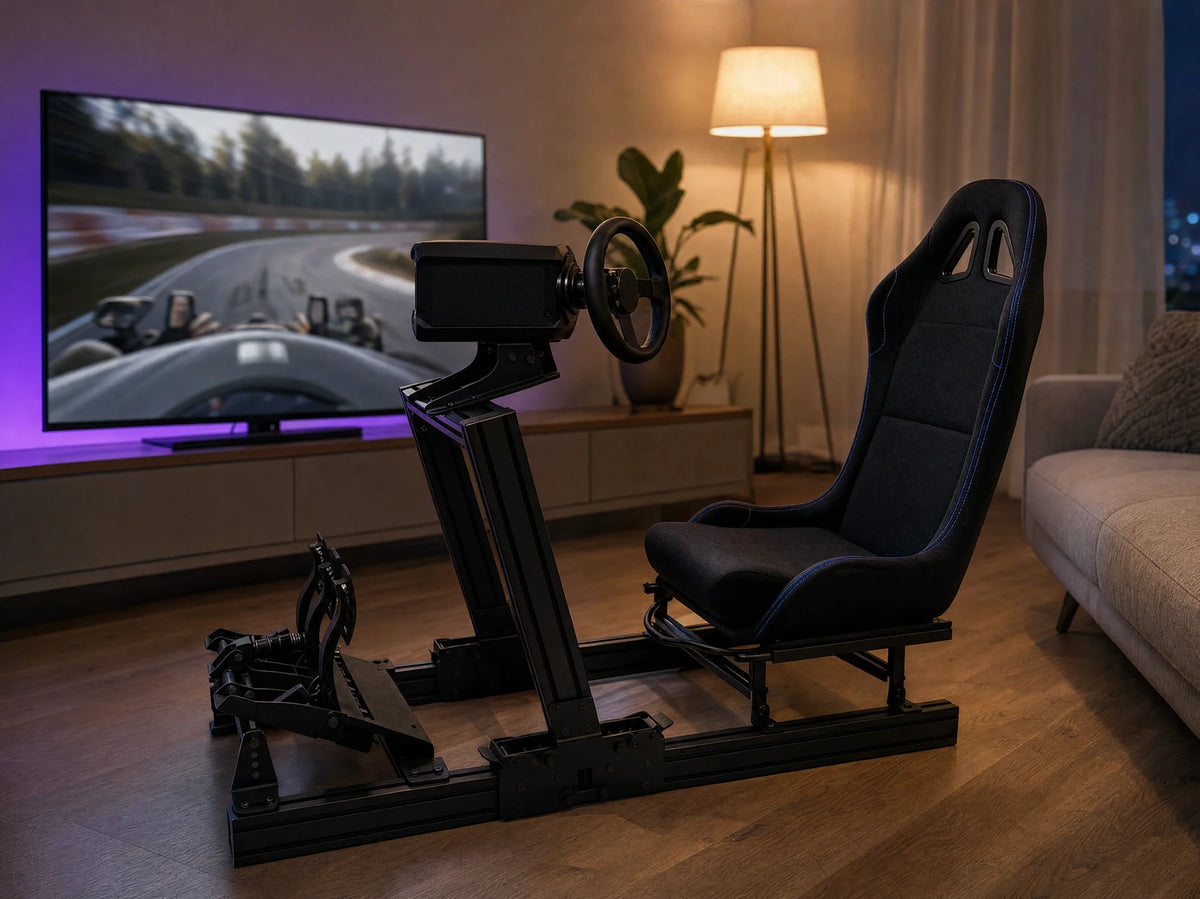 Fold-80 set up in a living room facing a TV