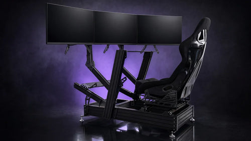 F-160 cockpit with three monitors on its built-in arms