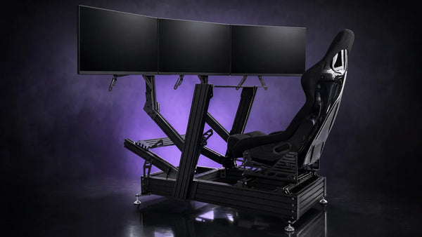 F-160 cockpit with three monitors on its built-in arms