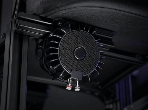 BS-1 bass shaker bolted under a sim rig seat