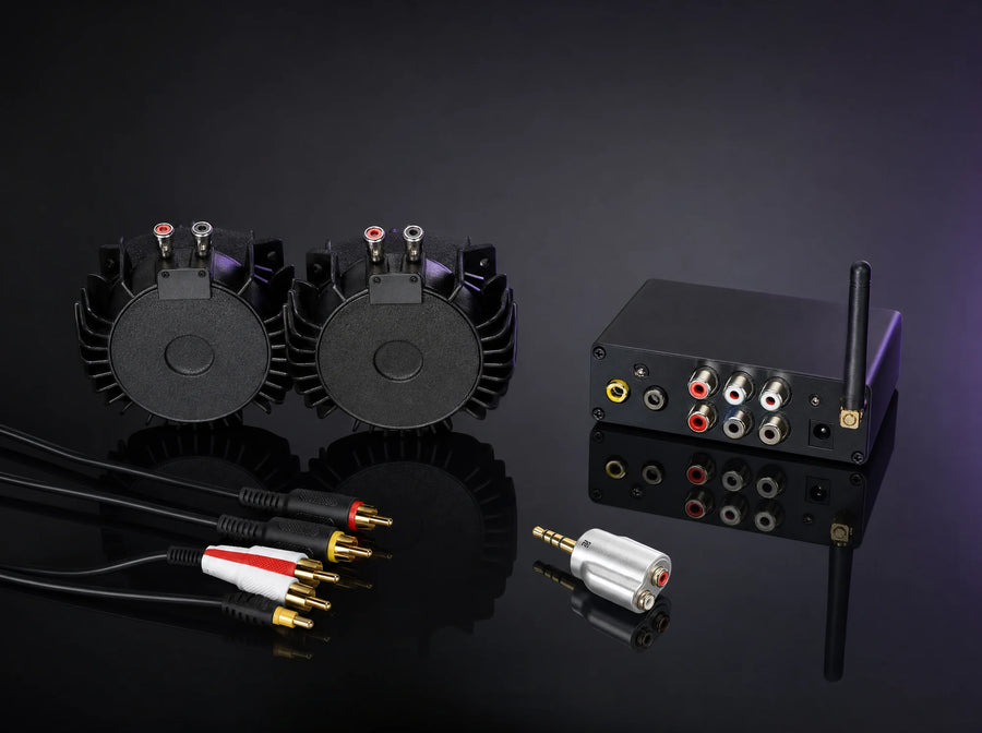 BS-3 two bass shakers with amplifier and cables