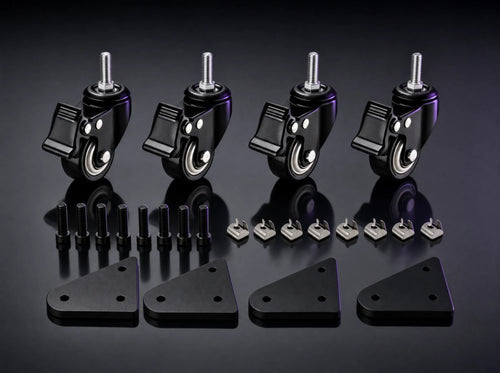 CK-4 kit of four locking casters with steel plates and bolts