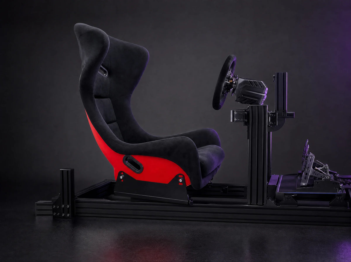 FB-1 bucket seat installed on an aluminum sim rig