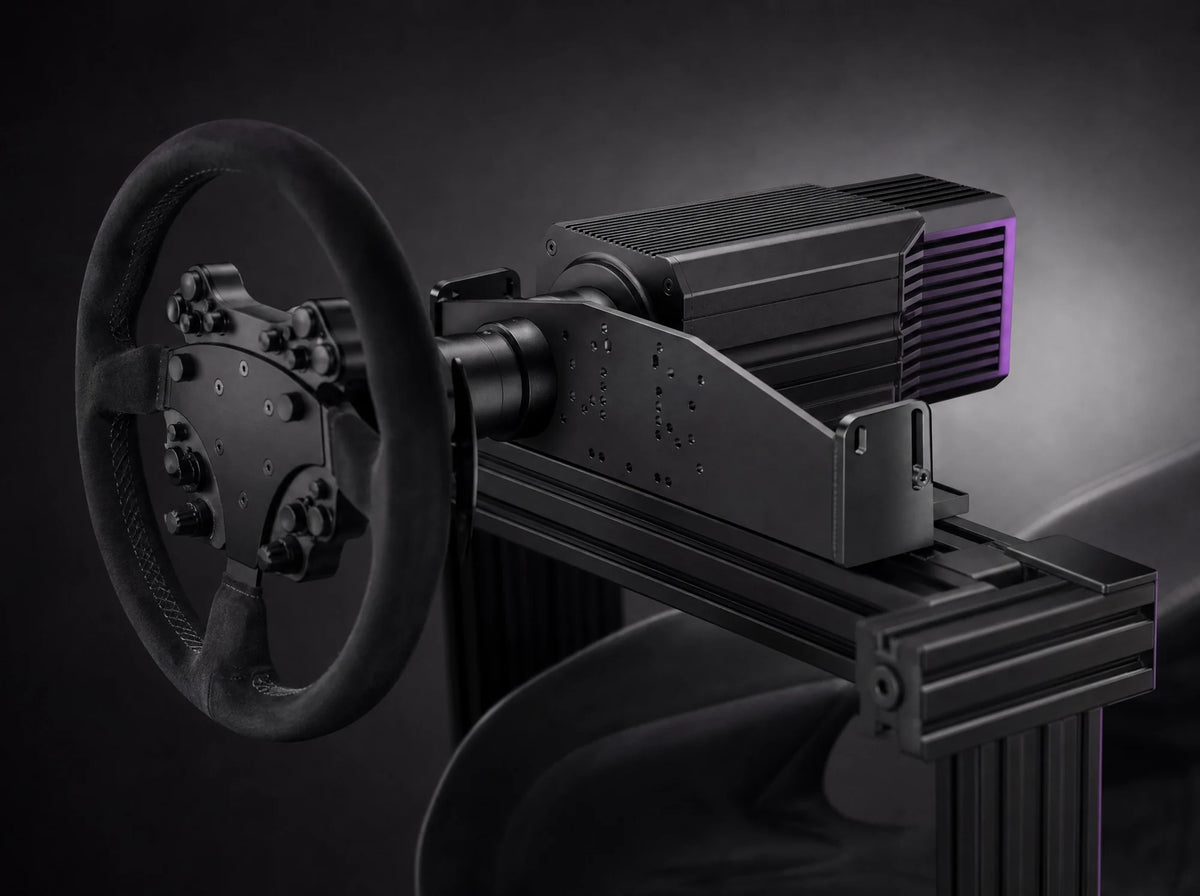 WD-3 deck holding a direct drive wheelbase on a sim rig