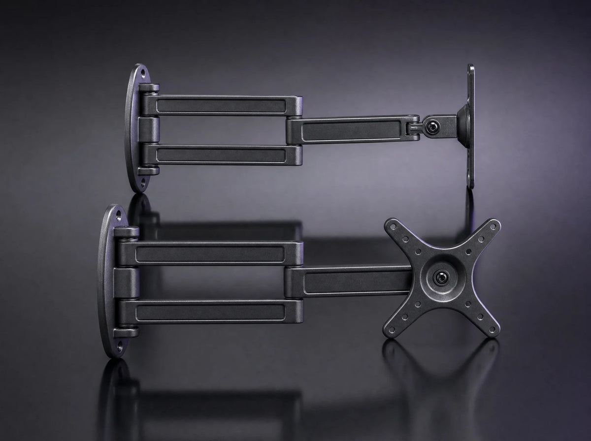 KM-2 articulating keyboard and mouse arms with VESA plate