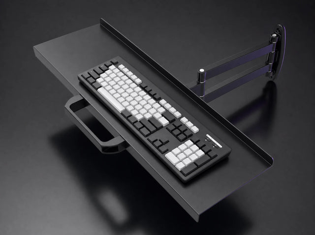 KT-1 black steel keyboard tray with side arm