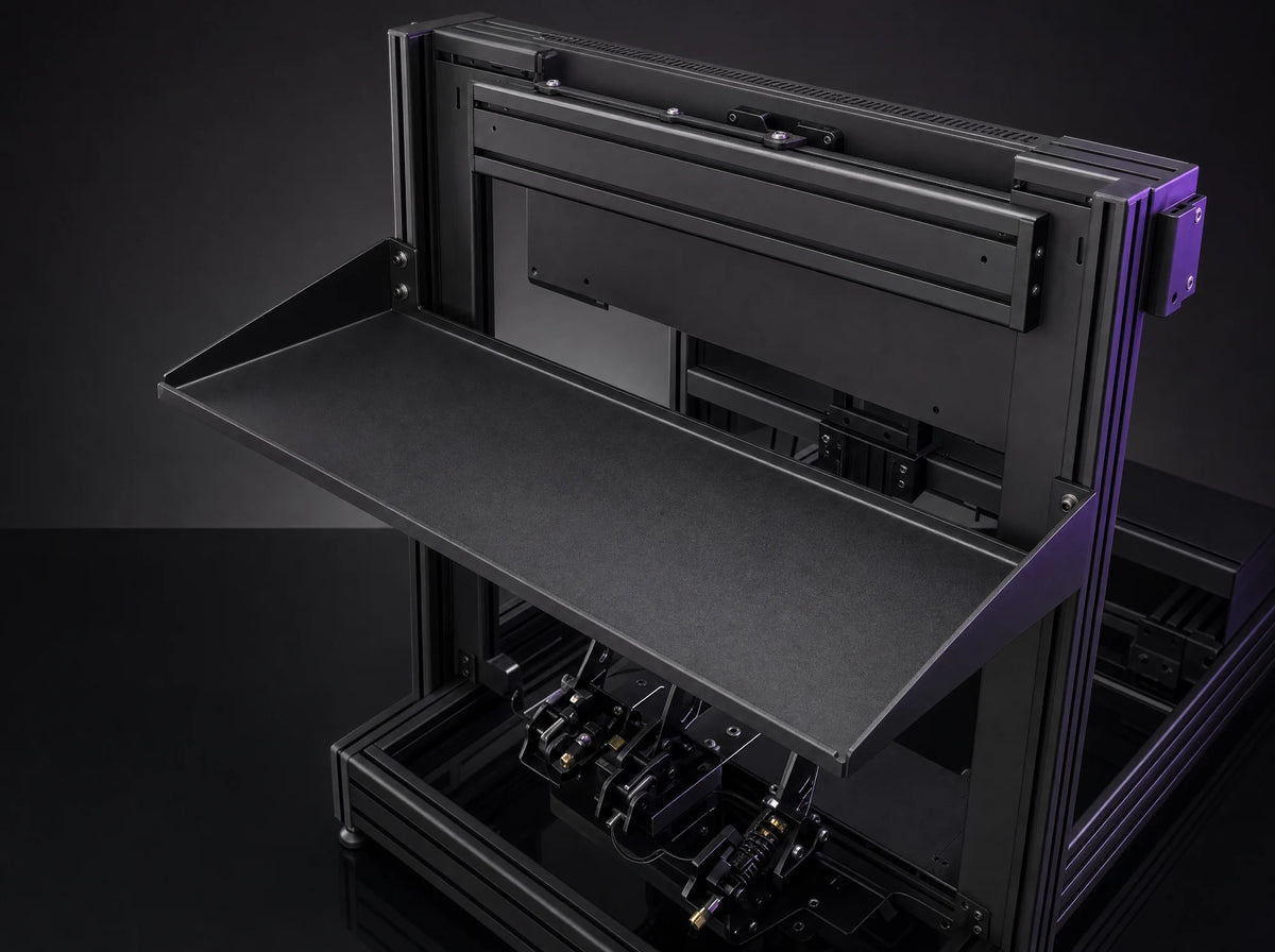 PT-1 steel PC tray mounted on an aluminum rig