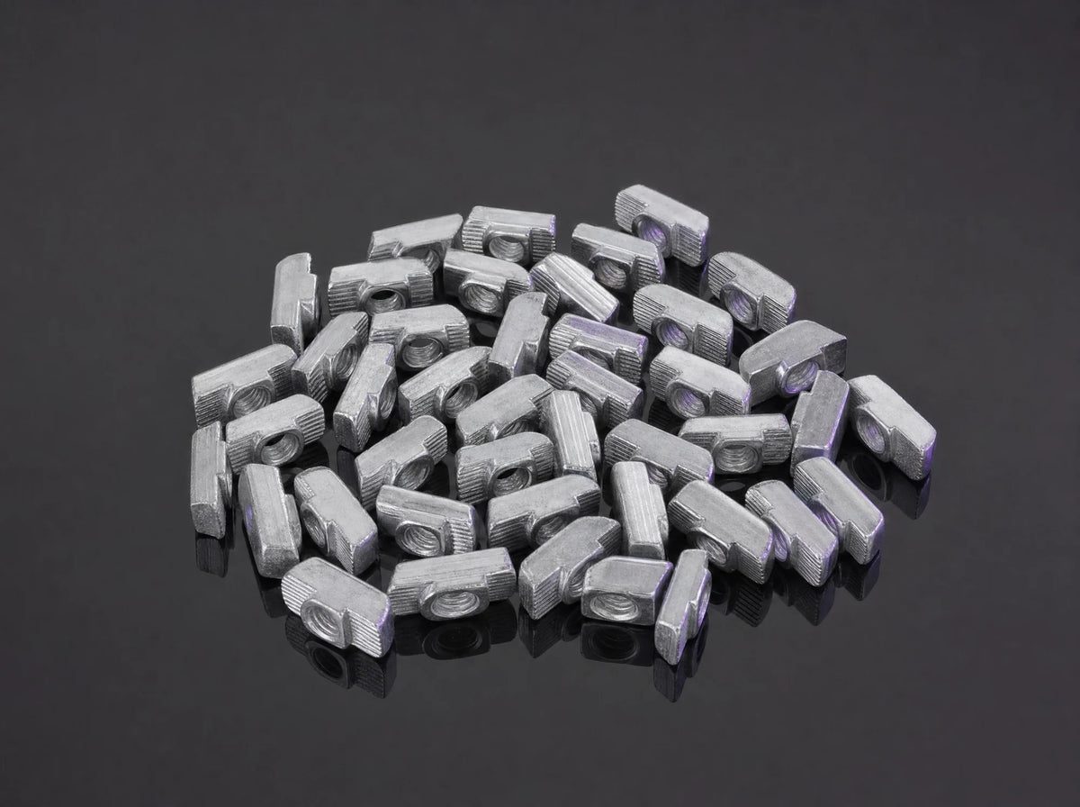 Pile of zinc plated hammer-head T-nuts