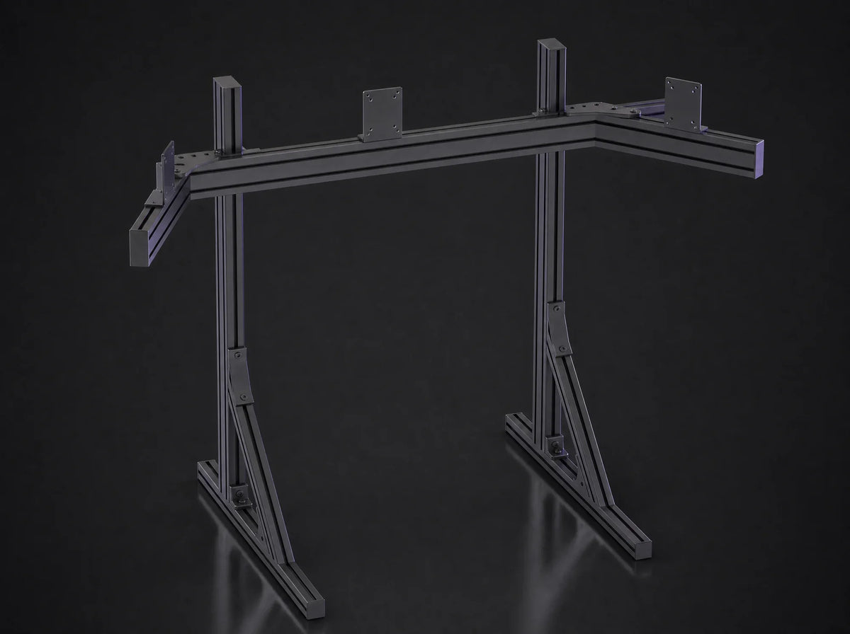 TV-3 freestanding triple TV stand in black aluminum