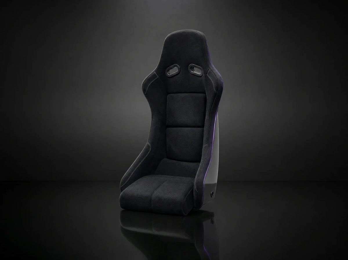 FB-3 fiberglass bucket seat in black suede