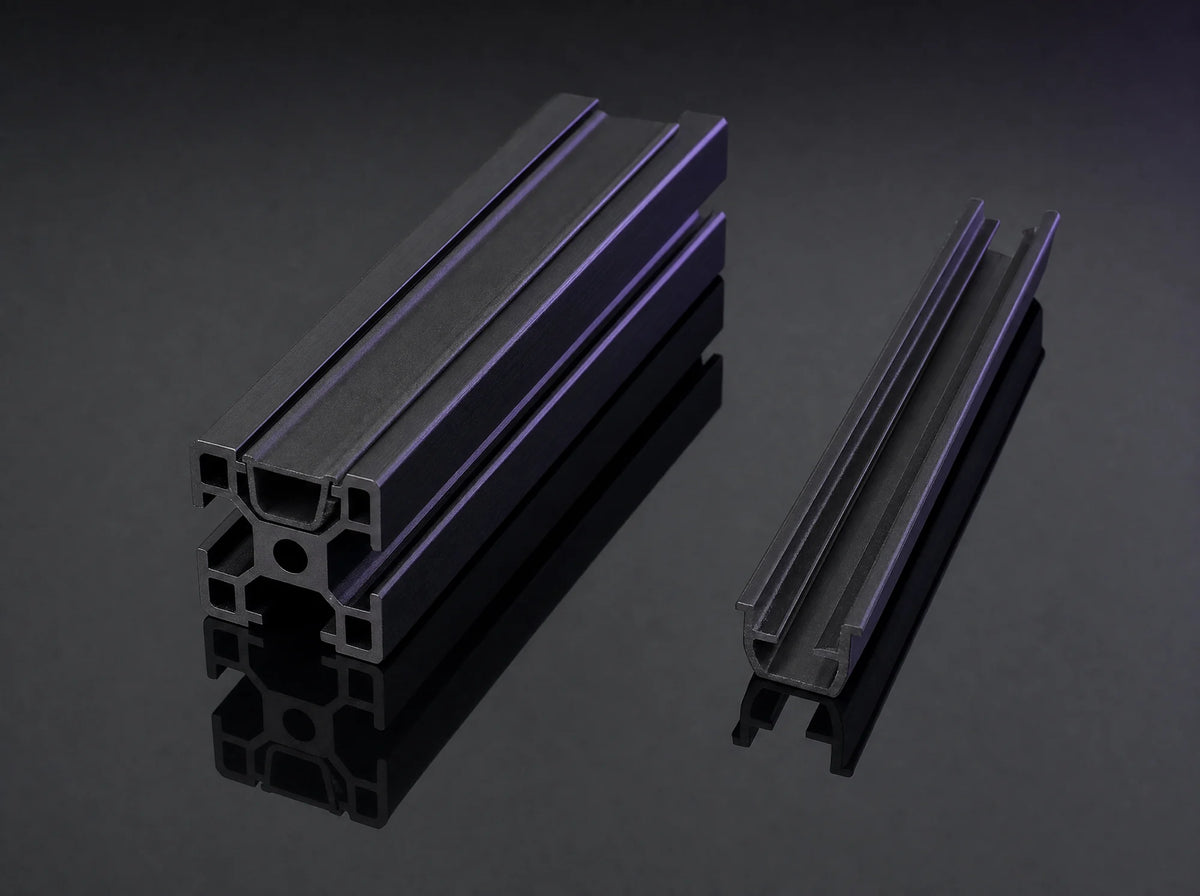 SC-5 black PVC slot cover strip in a profile
